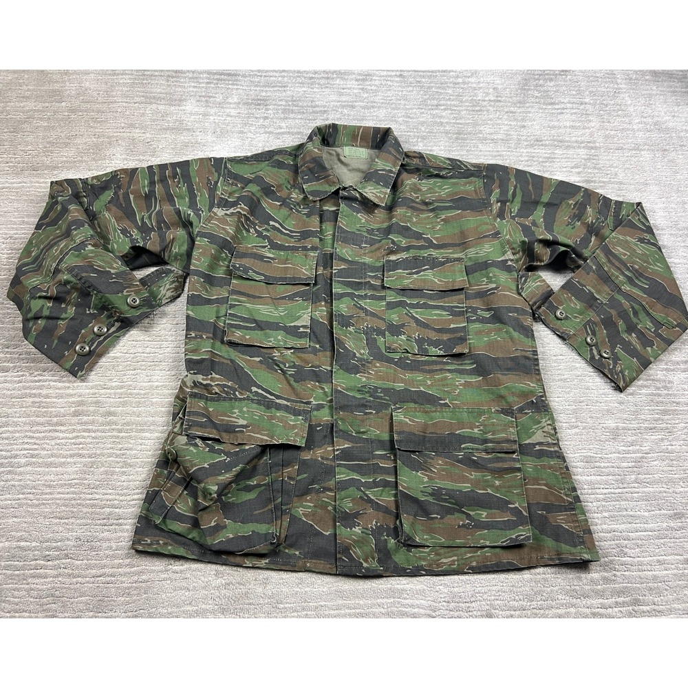 Military Jacket Mens Medium Green Tiger Stripe Camo Field Utility Combat Coat